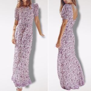 NWT Anthropologie SAYLOR Amarette Puff Sleeved Floral Maxi Dress S